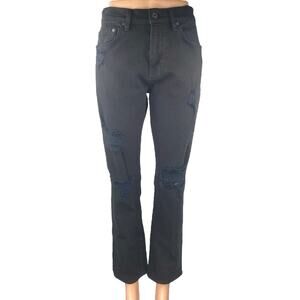 7 For All Mankind Paxtyn Black Distressed High Waist Bootcut Denim Jeans Size 30
